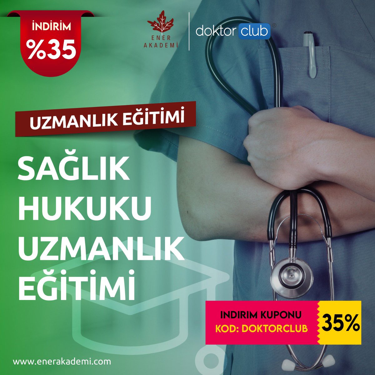 Doktorclub üyesi hekimlerimize özel Sağlık Hukuku eğitimimizde geçerli %35 indirim sağlama konusunda <a href="/Doktorclubcom/">Doktorclub</a> ile anlaşma sağladık..

İndirimden yararlanamak için “DOKTORCLUB” indirim kodunu eğitimi satın alırken kullanmanız yeterli..

Hekimlerimizi önemsiyoruz.. 🙏🏻