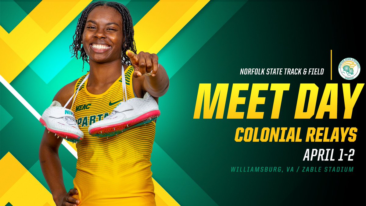 Norfolk State Athletics (@nsuspartans) on Twitter photo It's TIME! ➡️ Outdoor season for <a href="/NSU_TFXC/">Norfolk State Track & Field</a> is here.
🎟️ Colonial Relays
📍 Williamsburg, Va.
🏟️ Zable Stadium
📊 Live Results | live.halfmiletiming.com/meets/415/even…
#SpartanStrong 💪 It's TIME! ➡️ Outdoor season for <a href="/NSU_TFXC/">Norfolk State Track & Field</a> is here.
🎟️ Colonial Relays
📍 Williamsburg, Va.
🏟️ Zable Stadium
📊 Live Results | live.halfmiletiming.com/meets/415/even…
#SpartanStrong 💪