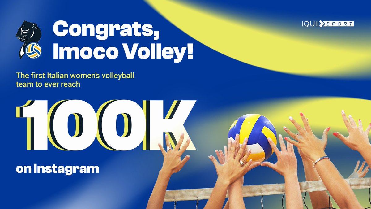 IQUIISport's tweet photo. 💯 Congrats, @ImocoVolley!
The first #SerieA1 club to ever reach 100K followers on Instagram in the Italian women's #volleyball landscape.
Check out their growth and all the other #volley insights of the new #TVLReport issue, out today! 👉 https://t.co/yh6z53YDdY https://t.co/jlOfQBKhtU