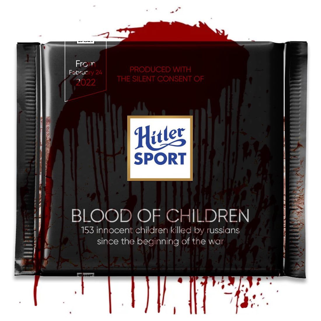 153 killed Ukrainian children will never be able to taste chocolate again. We call on <a href="/ritter_sport/">Ritter Sport Choco</a> to leave russia and stop sponsoring ammo, shells and rockets for killers of our children!
 
 #stoprussia #RitterSportBoykott