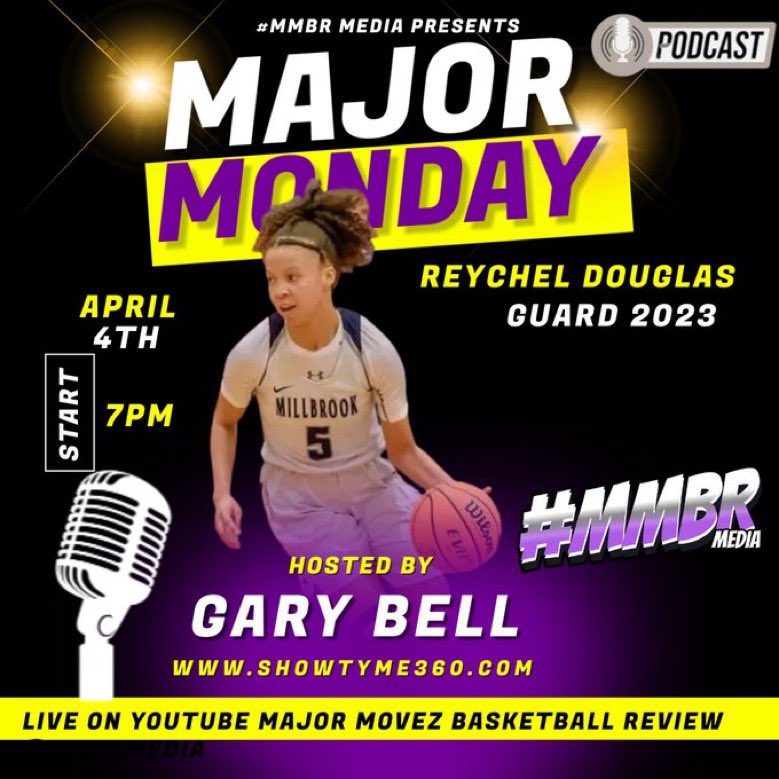 MMBR_CoachGBell's tweet photo. #MAJORMONDAY 
This Monday will feel like JULY🔥
If you’re tired of the cold and winter TUNE IN #ItsHeatingUP 

🚨My third guest will be 🚨
@ReychelDouglas of @MillbrookWBB @GarnerFlames 
She is my #1 Major Baller in NC‼️Class of 2023 @NikeGirlsEYBL https://t.co/mNkeUSNsKA
