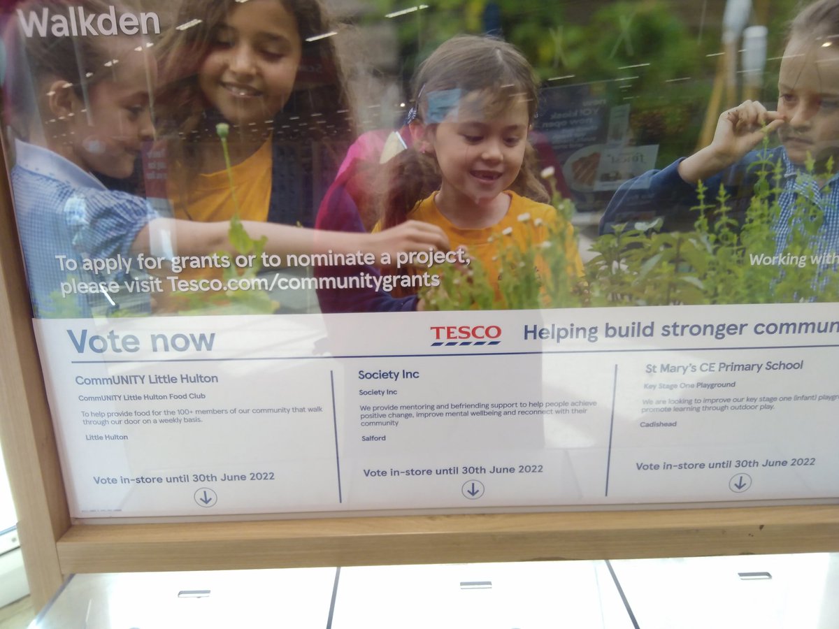 Next groups in our voting unit Walkden Tesco are @Societyinc17 LH @CLHCIO LH @stMary'sschool cadishead VOTE WHEN YOU ARE INSTORE @GaryAshton68 @GroundworkGM
