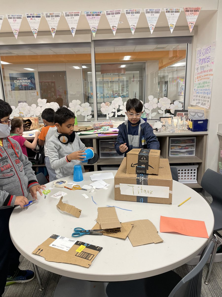 MrsCollier_CRE's tweet photo. Today, we began our day with Hobby Groups! These friends chose a Dramatic Play group, and I loved seeing them imagine and create all kinds of scenarios. Here we have the Titanic, a weather reporter, a veterinarian office, and a pretend classroom! #crecoyotes https://t.co/E4BpZASprl