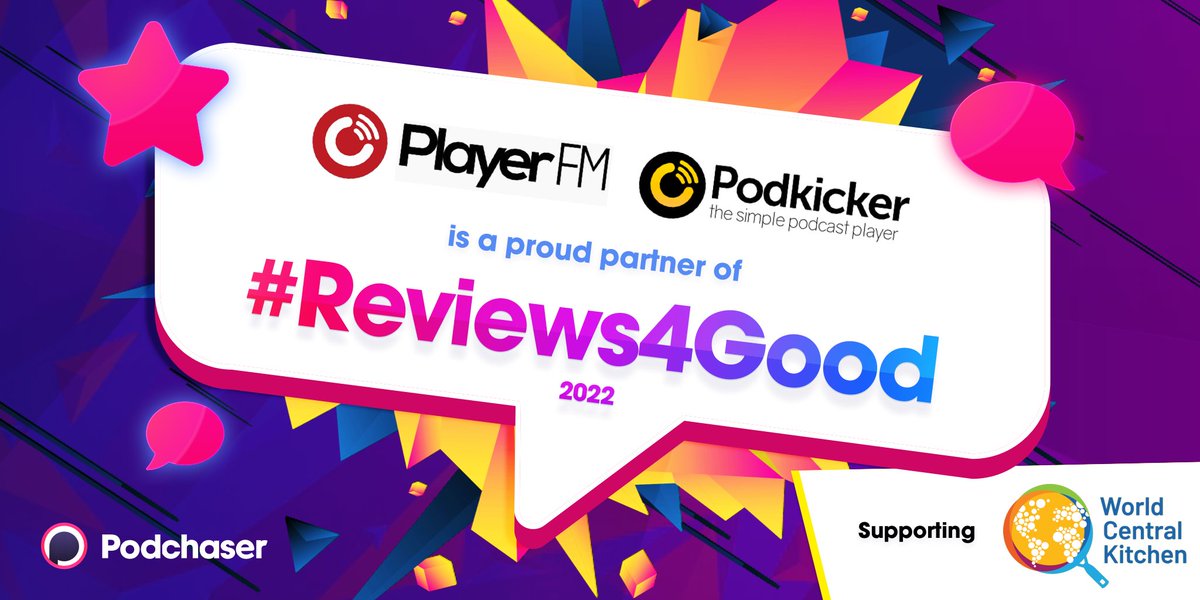 Podchaser's tweet photo. Our friends at @PlayerFM and #Podkicker are matching donations for all podcasts!
#Reviews4Good
🌟 https://t.co/gSMYArHsyy https://t.co/VvxtOaAxQi
