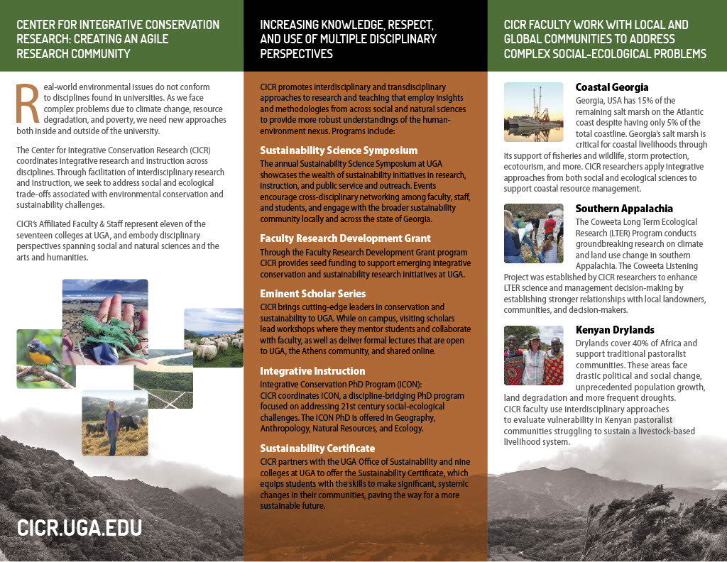 UGA Center for Integrative Conservation Research (@ugacicr) on Twitter photo CICR fosters #integrative research across the #social & #environmental sciences & diverse knowledge traditions – disciplines, experiential, #Indigenous – in dialogue & partnership w/ #tribal & government agencies & NGOs <a href="/UGAEcology/">Odum School of Ecology (no longer monitored)</a> <a href="/UGAWarnell/">UGA's Warnell School</a> <a href="/GeographyUGA/">UGA Geography</a> <a href="/UGAAnthropology/">Anthropology at UGA</a> 🌎🌿 CICR fosters #integrative research across the #social & #environmental sciences & diverse knowledge traditions – disciplines, experiential, #Indigenous – in dialogue & partnership w/ #tribal & government agencies & NGOs <a href="/UGAEcology/">Odum School of Ecology (no longer monitored)</a> <a href="/UGAWarnell/">UGA's Warnell School</a> <a href="/GeographyUGA/">UGA Geography</a> <a href="/UGAAnthropology/">Anthropology at UGA</a> 🌎🌿