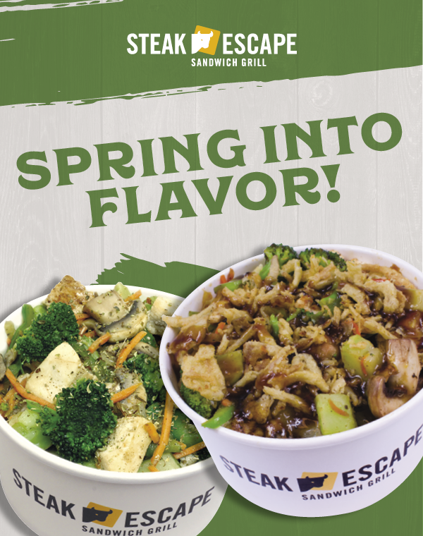 steakescape's tweet photo. Spring represents a time of growth and rejuvenation, so this month we're helping you enjoy some fresh flavors with our Healthy Bowls - packed with bright grilled veggies and only the best meat!

Through April, get $1.00 OFF any of our Healthy Bowls.
*Show this post at checkout. https://t.co/fWWrrSOReH