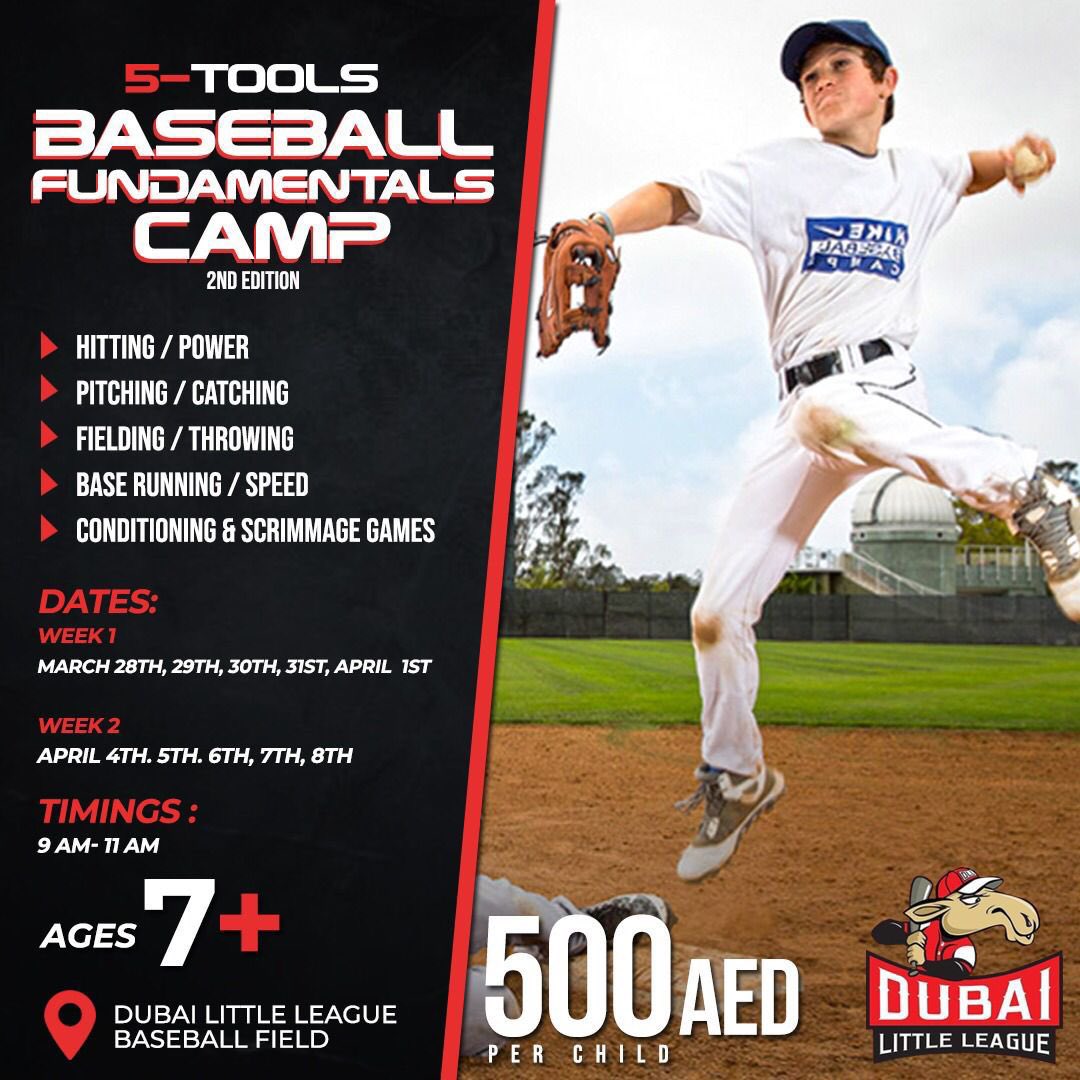 DLL Camp ⚾️🙌

We would like to invite you to participate in our baseball camp this week from 9:00 to 11:00 am.

This is a great opportunity to develop your skills whilst having a great time. To book your spot click the link in our bio ✍🏼

#DubaiLittleLeague