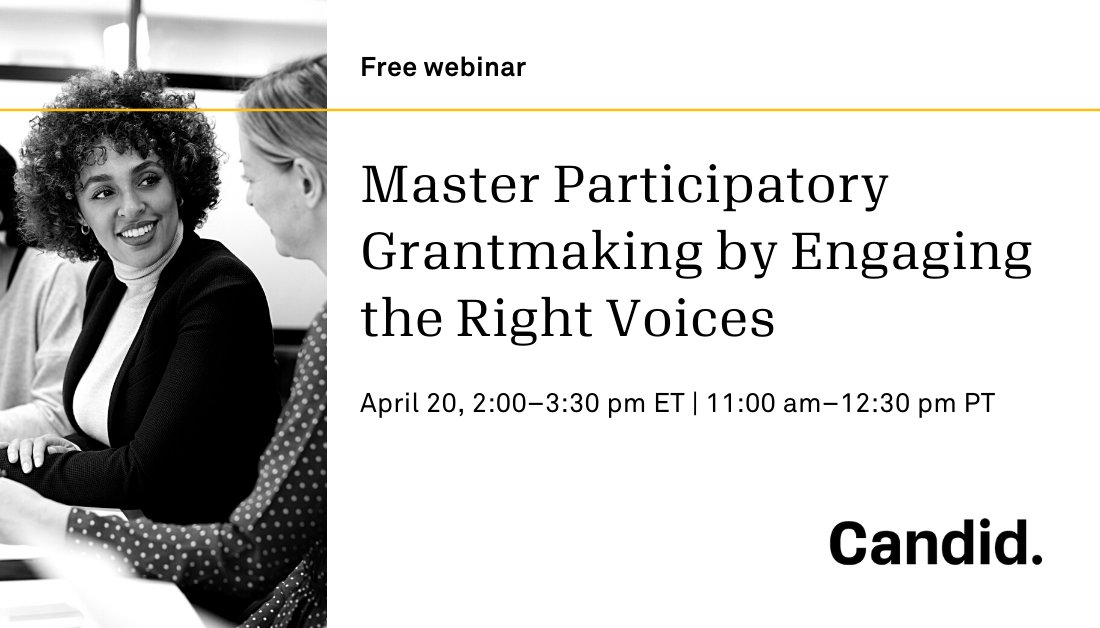 Candid_Learning's tweet photo. #Philanthropy leaders: Become a better ally to the communities you serve by taking a participatory approach to your own grantmaking. https://t.co/l4M3W00qQ8 #CandidLearning @BenWrobel @msmegmassey https://t.co/fatELI6Q0L