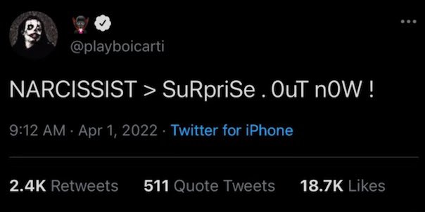Percalam On Twitter HOLYYY FUCKK CARTI ACTUALLY DROPPED NARCISSIST 