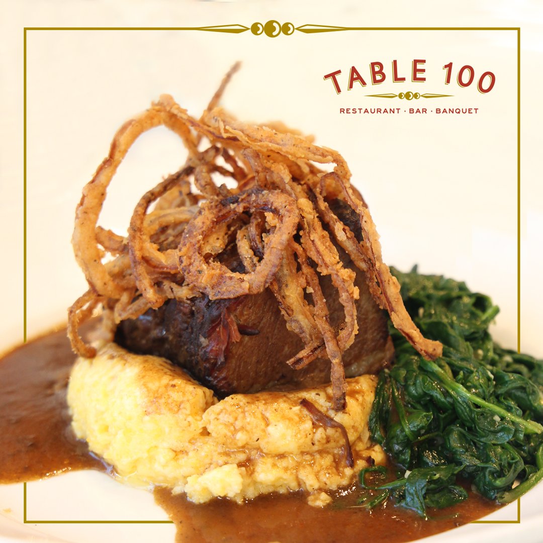 Table_100's tweet photo. Our Braised Beef Short Rib is served on top of Grit Girl grits with a red wine demi-glace. Paired with garlic spinach and fried onion strings, it's a meal your taste buds won't forget!
#Table100 #shortrib #GritGirlGrits #FlowoodMS https://t.co/5F2X6o4OhU