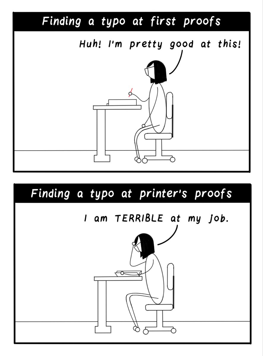 sciEditor's tweet photo. Proofreading exists because of typos’ will to survive! It’s not reflective of anyone’s skill. Another great editing strip from @IvaCheung https://t.co/2DotfSNO8j
