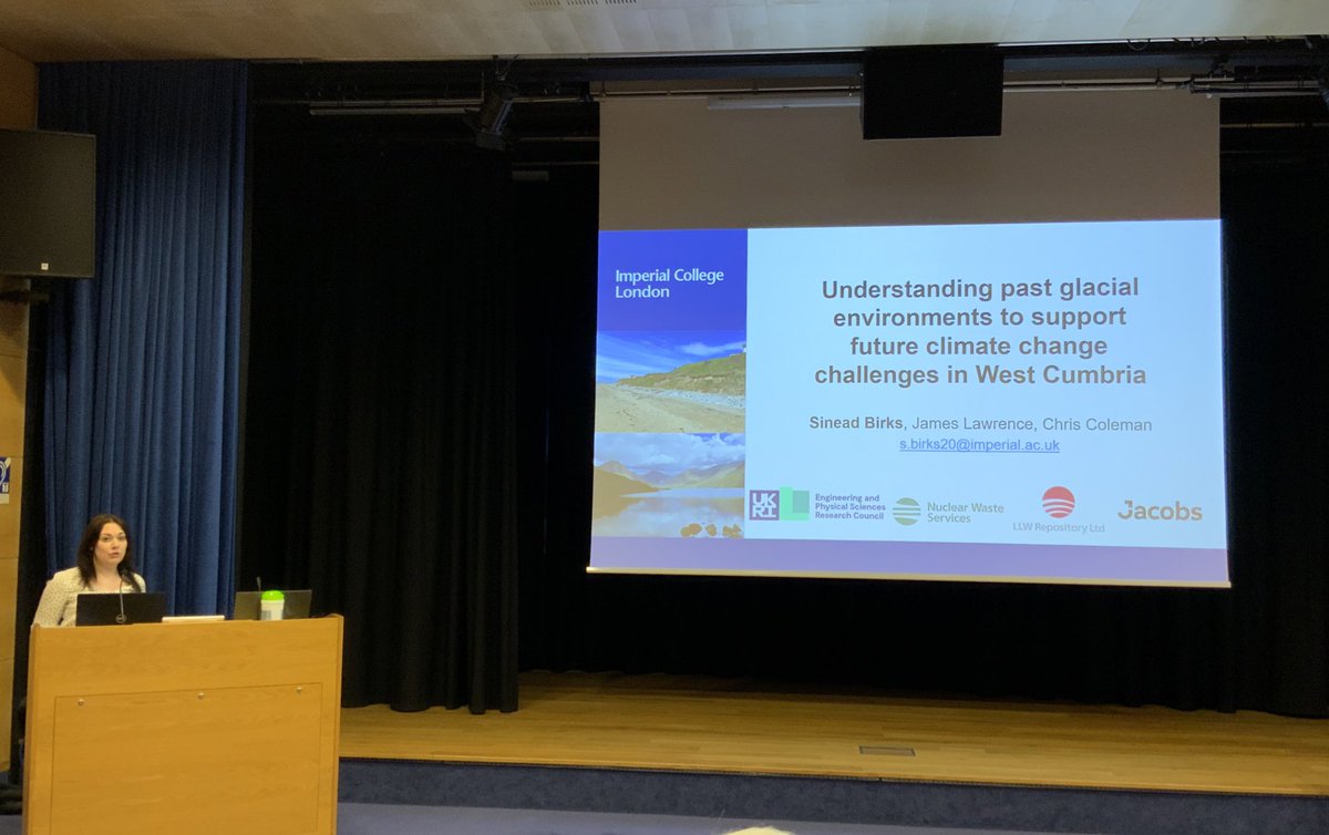 HelenEngGeo's tweet photo. Great to see @imperialcollege Sinead Birks presenting her @UKRI_News @Nuclear_WS @JacobsConnects research on “Understanding past glacial environments to support future climate change challenges in West Cumbria” @EngGroupGeolSoc Annual Conference 2022. https://t.co/XePmgkCN55
