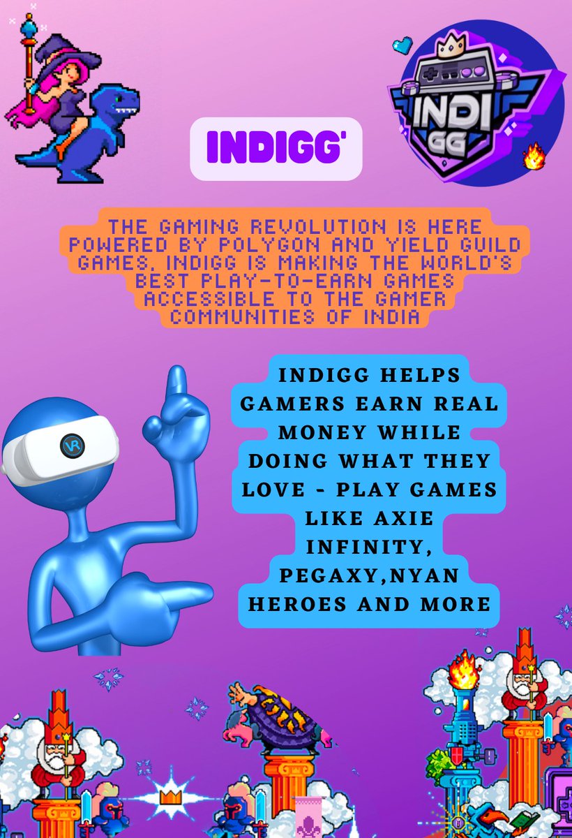 @IndiGG, a Play-to-Earn gaming hub in India, is a sub-DAO of Yield Guild Games (YGG) on Polygon and they are supporting game assets for scholars in the following games ;
🔵Axie Infinity
🔵Nyan Heroes
🔵Pegaxy
🔵Fancy Birds
#indigg #playtoearn #gamefi $INDI #guilds #indiggarmy