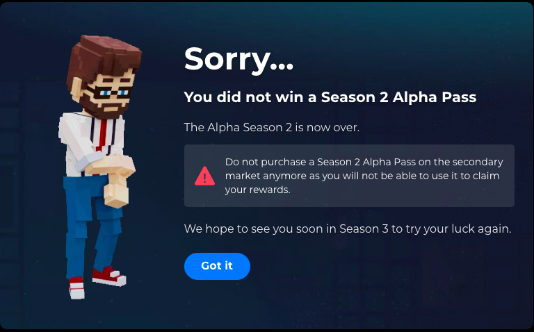 xcc_coin's tweet image. Sad #SandboxAlphaS2 
#sand