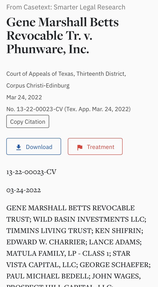 PhunPhraud's tweet photo. Found it. The new lawsuit against the money launderer @Phunware was filed in @DECTofChancery @DelBizCourt @chancerydaily in #Delaware. The Case ID is 2022-0168 and it is ACTIVE. It is an escalation of 13-22-00023-CV from @cityofcc 2022/3/24 $PHUN #PHUNW @SecretService @FBIWFO https://t.co/X29eOku3yL