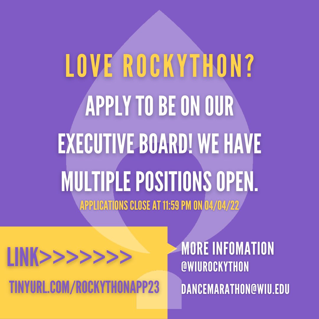 Applications are open for the 2022-23 RockyTHON executive board. We would love to see you apply! 

Link: tinyurl.com/rockythonapp23
