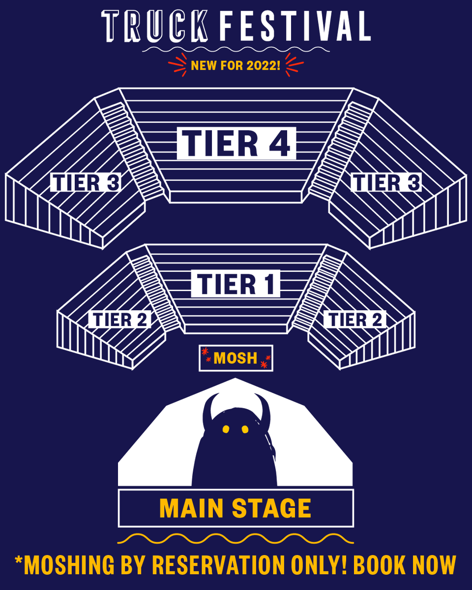 NEW FOR 2022 ✨

Excited to announce that Truck Festival main stage is now fully seated! Ticket holders will receive their seat reservations shortly 🎟

We're also introducing a designated mosh with 20 min slots on sale now! More details bit.ly/Super-Serious