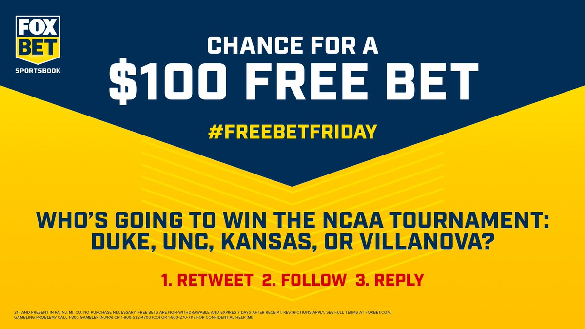 FOXBet's tweet photo. 🚨 𝗪𝗜𝗡 𝗔 $𝟭𝟬𝟬 𝗙𝗥𝗘𝗘 𝗕𝗘𝗧! 🚨
 
Five randomly selected people will win 🤑

Full rules: https://t.co/lEQuf6V6JJ

#FreeBetFriday #giveaway https://t.co/4oElPiCk9k
