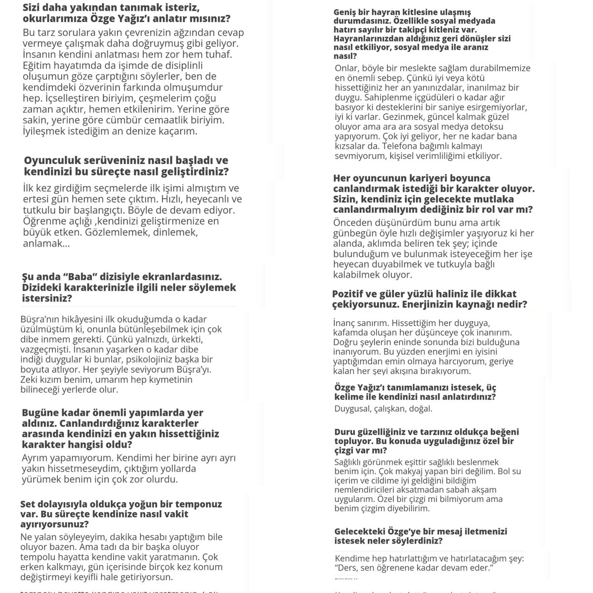 Röportajın tamamı ⬇️

#ÖzgeYağız ~ <a href="/yagizozge/">Özge Yağız</a>