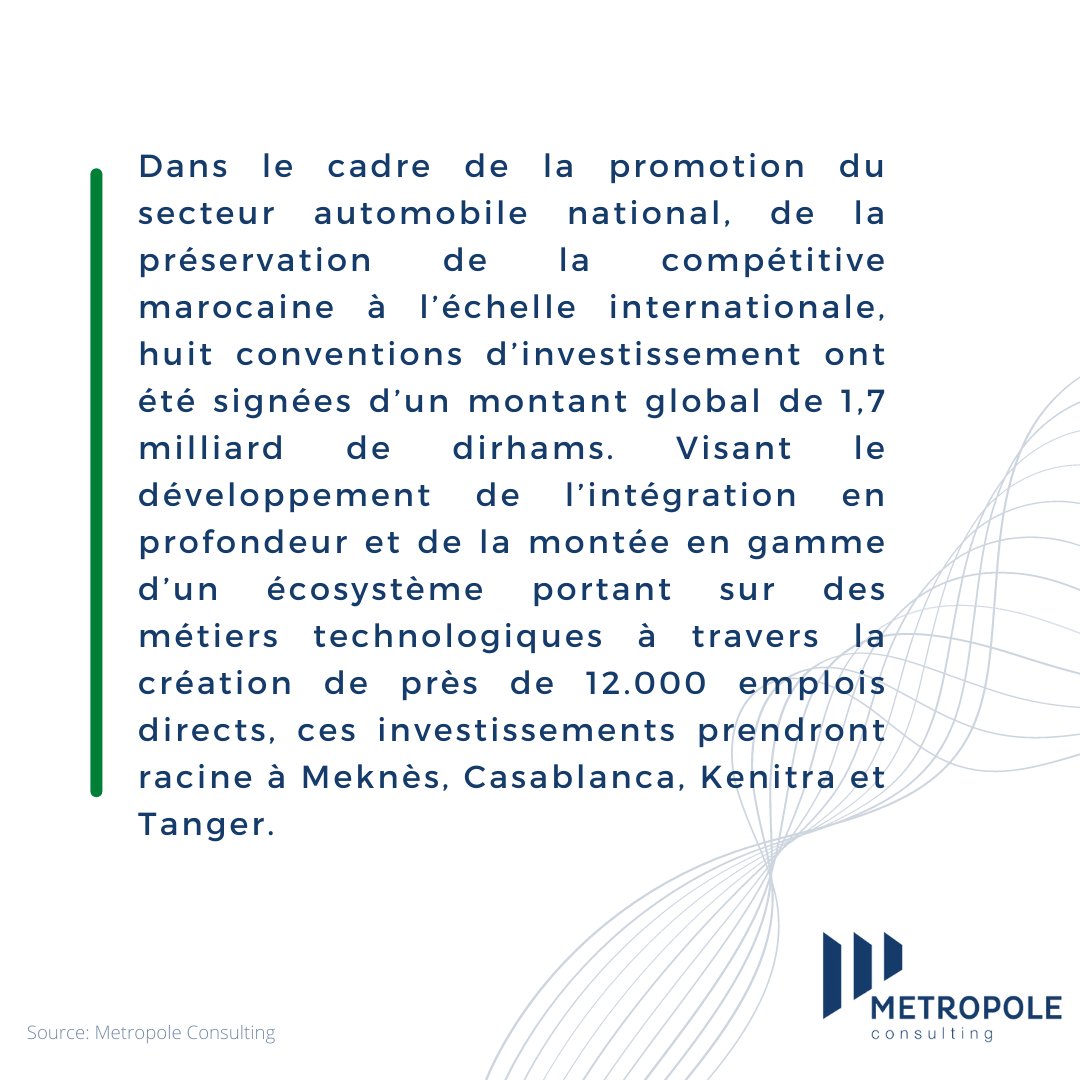 Metropoleco's tweet photo. SIGNATURE OF 8 INVESTMENT AGREEMENTS RELATING TO THE AUTOMOTIVE SECTOR

#Consulting #BusinessGrowth #LetsGrowTogether #ClosetogoFar #Leadership #MetropoleConsulting #Strategy #ProjectManagement #Management #Organization #BusinessDevelopment https://t.co/YyUITY3PlT