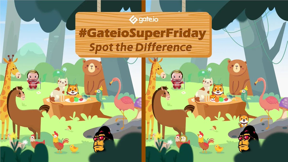 Gate's tweet photo. #GateioSuperFriday Time😻    
             
🐻Can you spot the 3 differences below?
🐶Answer the name of #memecoins
&amp; 20 lucky users will split $200 
     
Tasks
🪶Follow @gate_io
🪶RT &amp; Like 
🪶Answer: https://t.co/O5Xw0D2NA0 

⏰Apr 1 - Apr 4

Enjoy a beautiful weekend🦄 https://t.co/Ae6b1yjzav