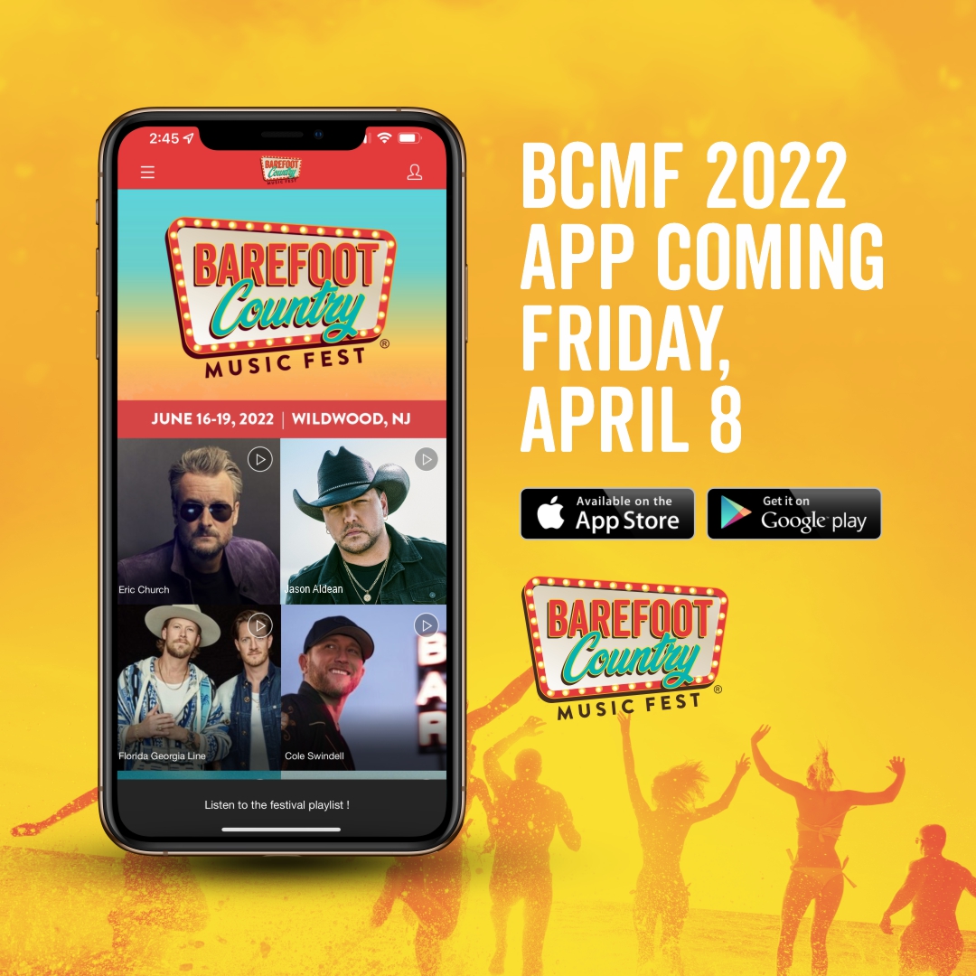 Barefoot Country Music Fest on X: "The BCMF 2022 App is coming Friday,  April 8! You'll get the first look at artist performances, build your own  schedule for the weekend and so