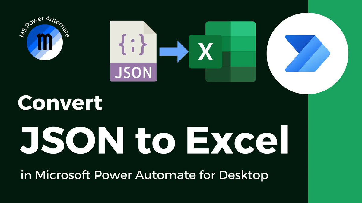 MsAutomate's tweet image. Do you receive JSON files that you&apos;d like to convert to Excel tables? 

In this video, we show you how to convert JSON to Excel tables in #Microsoft #PowerAutomateDesktop

buff.ly/3tWfZnQ

#RPA #RoboticProcessAutomation #PowerAutomate
