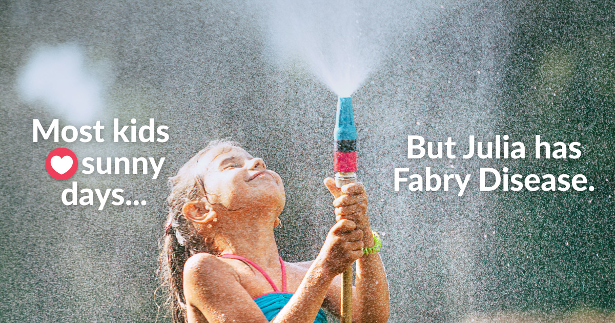 fabryintnetwork's tweet image. This April we focus on helping parents recognise #Fabry symptoms in their children. 😅💙 #CoolDownFabry is all about the link between #HeatIntolerance and #FabryDisease. Visit CoolDownFabry.com and find find out why kids like Julia aren’t always fond of sunny days.