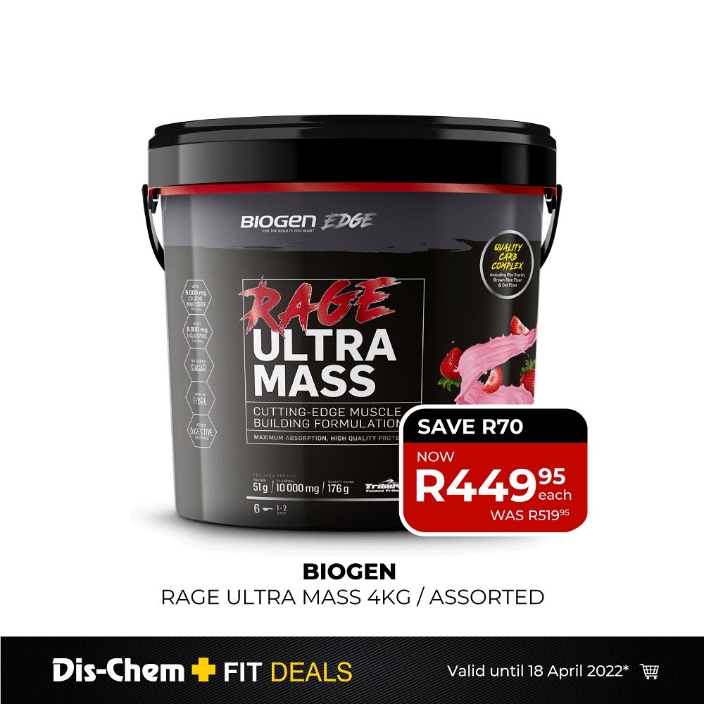 Dischem_LiveFit's tweet photo. 🚨Unleash the BEAST within - It’s time to #biogenrage ⛓💥

ON PROMOTION until 18 April
@BiogenSA
💥Energy 2.0 360 - Save R40
💥Testo 120 capsules - Save R70
💥Ultra Fuel 550g - Save R50
💥Ultra Mass 4kg - Save R70

🛒 @Dischem  
👉 https://t.co/8EMXqfInlo 

#livingfit #fitdeals https://t.co/K5PhK2h0h7