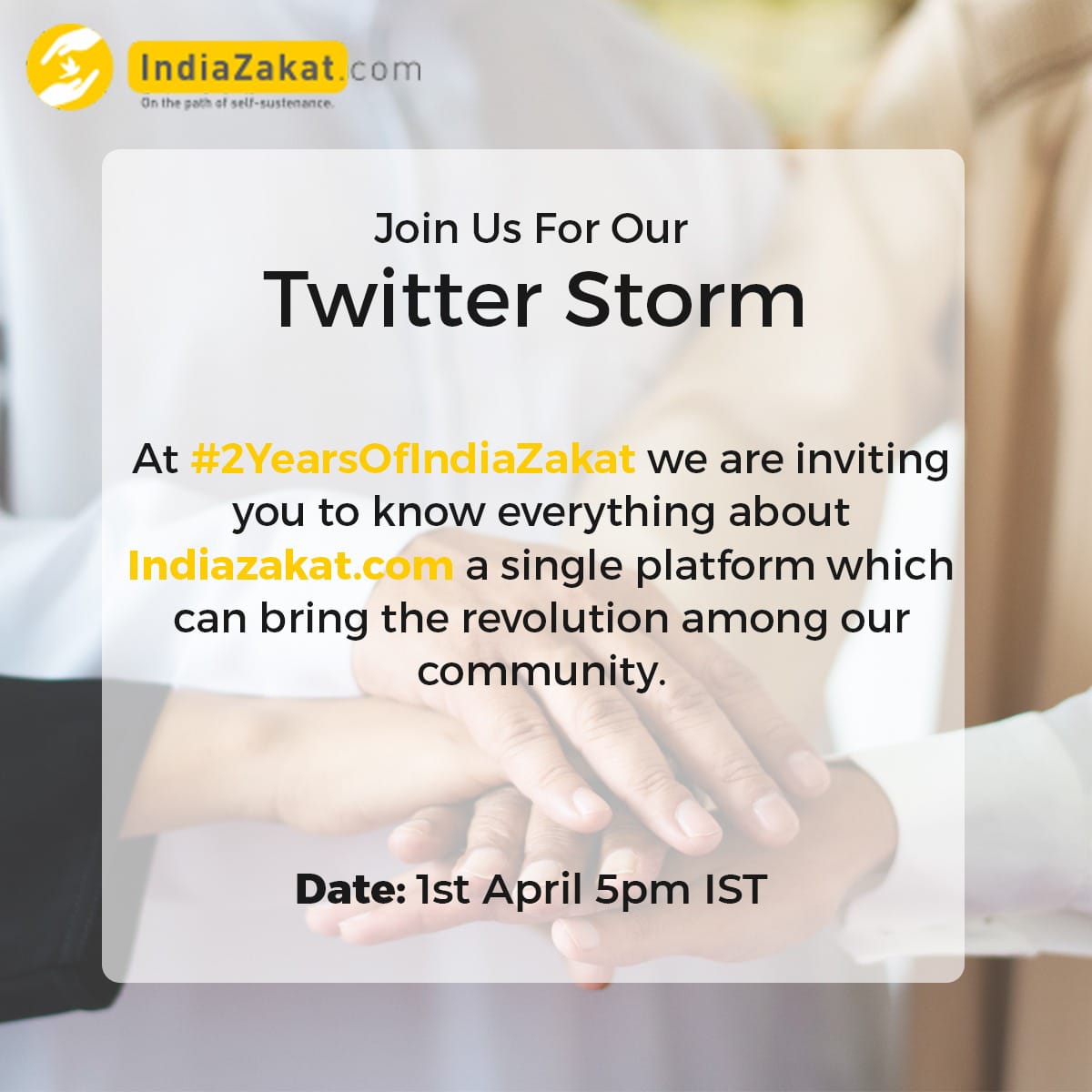 Join us for Twitter Storm Today, 1 April 2022 at 5pm (IST).

And also set reminder for today's space TONIGHT, 1 April 2022 at 9PM(IST)👇

x.com/i/spaces/1MnGn…

Indiazakat Team will be sharing their experience of 2 successful years.

#2yearsofIndiaZakat.