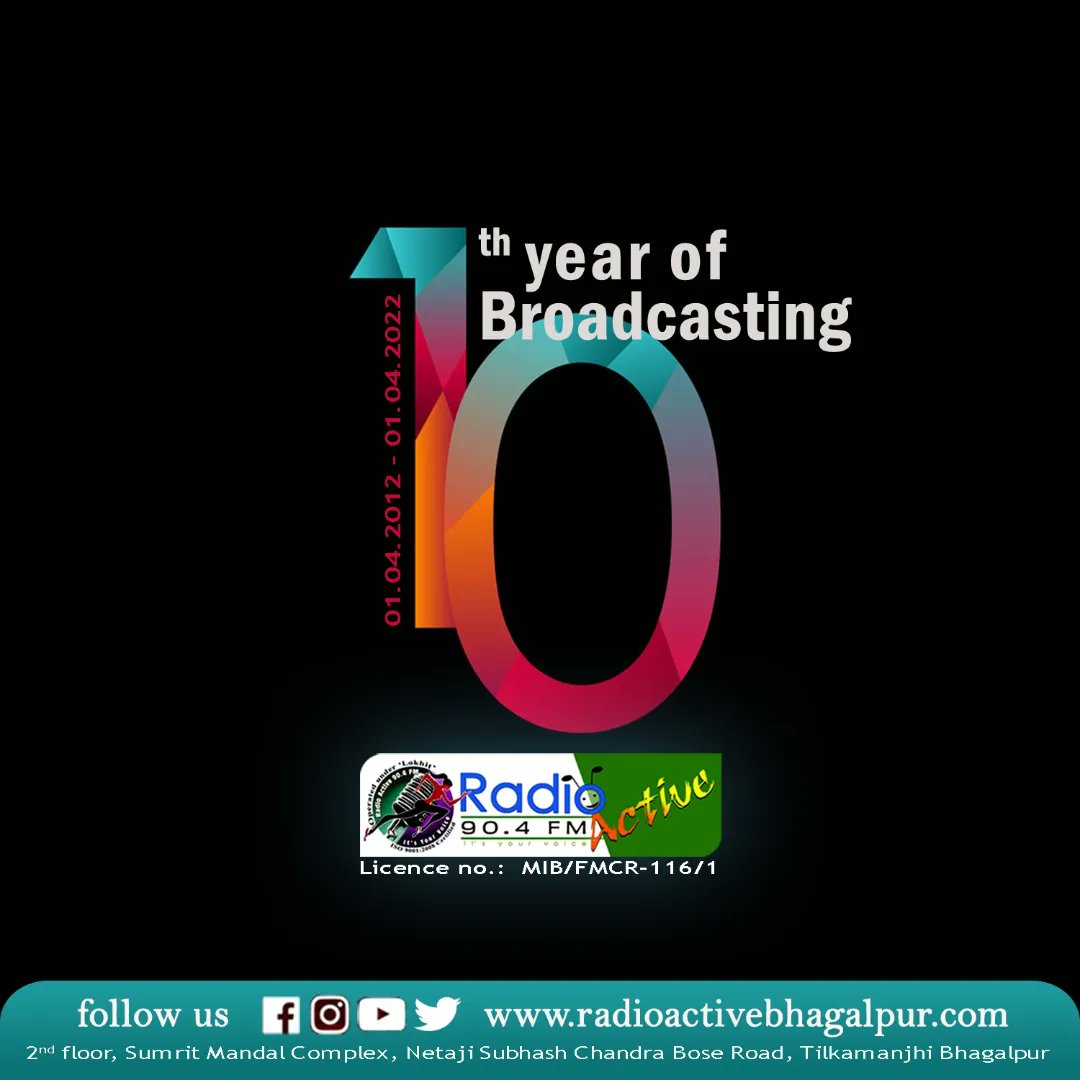 radioactivebgp's tweet photo. 10 years of togetherness
10 years of happiness
10 years of sharing
10 years of trust
10 beautiful years
Thank you Listeners, Thank you Well wishers 🙏
#anniversary #iprdbihar #cra #fcrs #fbcr #radioactivebhagalpur https://t.co/Ib06ceC6i4