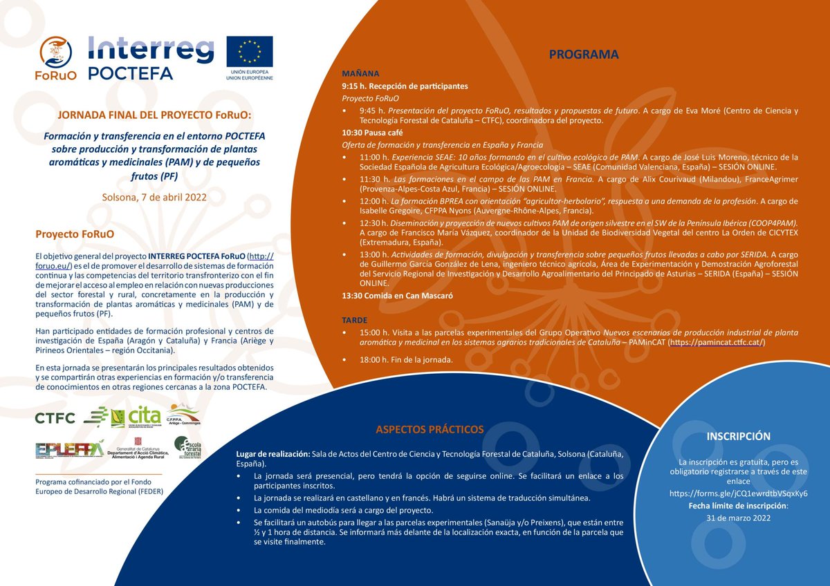 CITAAragon's tweet photo. 📌Jornada final de proyecto #FoRuO - Formación y transferencia sobre la producción y transformación de 🌿🌿plantas #aromáticas y medicinales y de #pequeñosfrutos

📆 7 de abril ⏰ 9.45 h en  @ctf

@CTPPOCTEFA https://t.co/KtJtEF14Vb