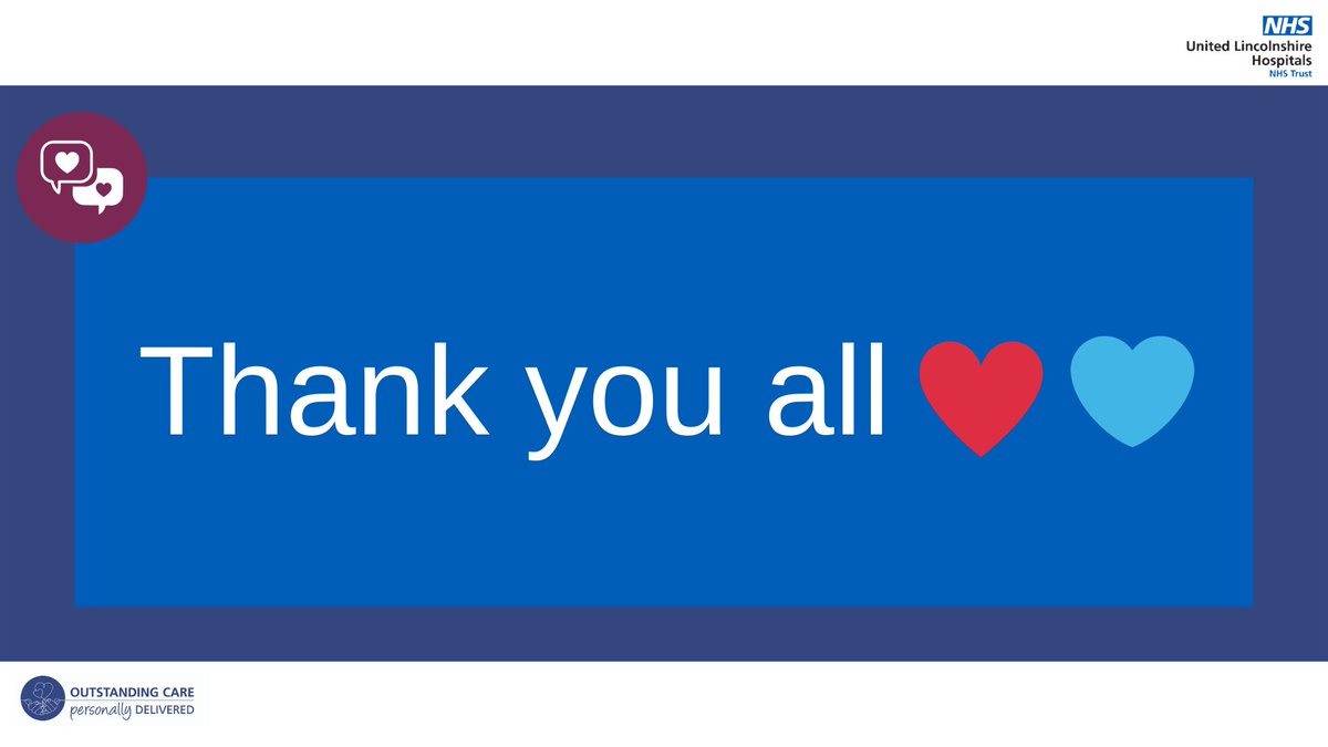 In light of this week's major incident, today's #FeedbackFriday goes to all staff! #ThankYou

No matter if you work in a clinical or non-clinical department, you are equally important and valued. So #ThankYou for always providing outstanding care, personally delivered. 💙