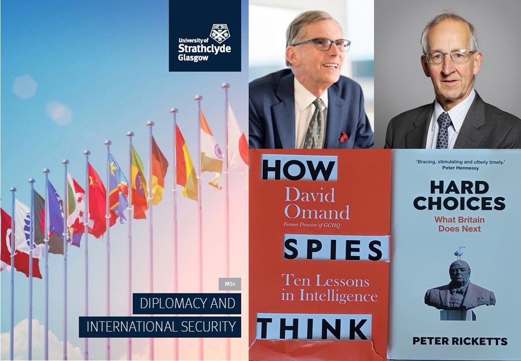 Our thanks to @LordRickettsP and Sir David Omand for speaking to our MSc Diplomacy and International Security students @DiploStrath. Important discussions on the situation in Ukraine and some of the themes in their books #intelligence #NATO #UnitedNations #diplomacy #strategy