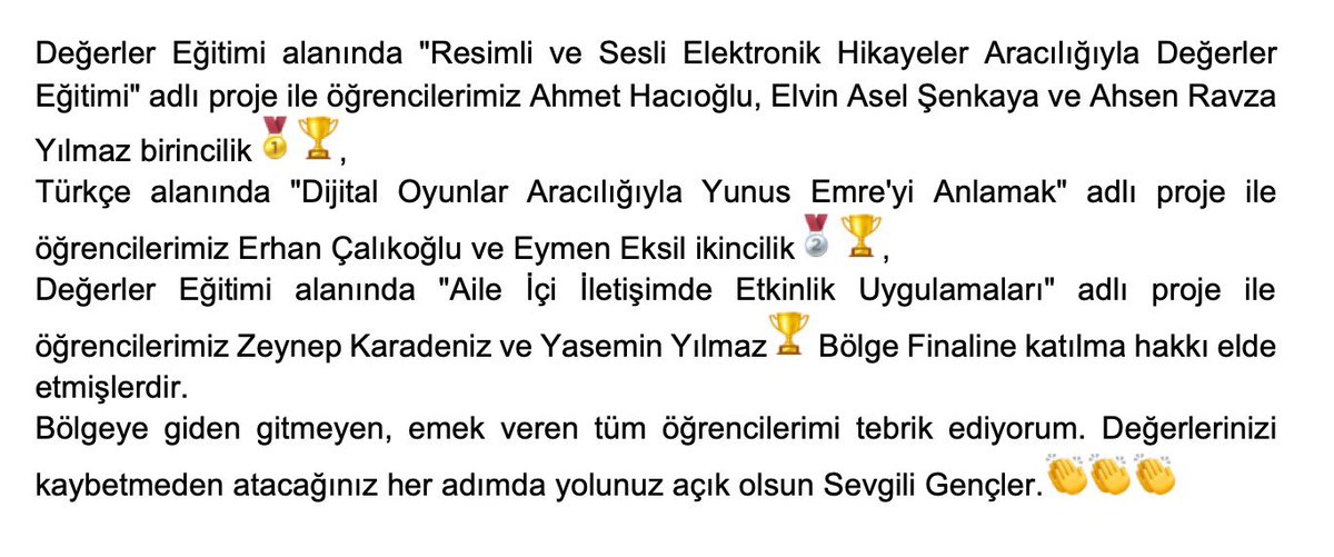 ebruoner7's tweet photo. Bir TÜBİTAK 2204 B ortaokul Proje yarışmasını daha tamamladık. Rize Fatma Nuri Erkan Bilim Sanat Merkezi Felsefe Birimi olarak Danışmanlığını yapmış olduğum 3 proje Erzurum Bölge Finalinde… https://t.co/WGXbbCPClm