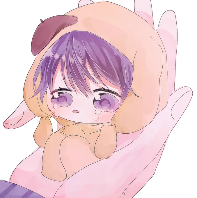 ちびぽむなーくん💜🍮😢
#ななもりぎゃらりー 
#なーくん 