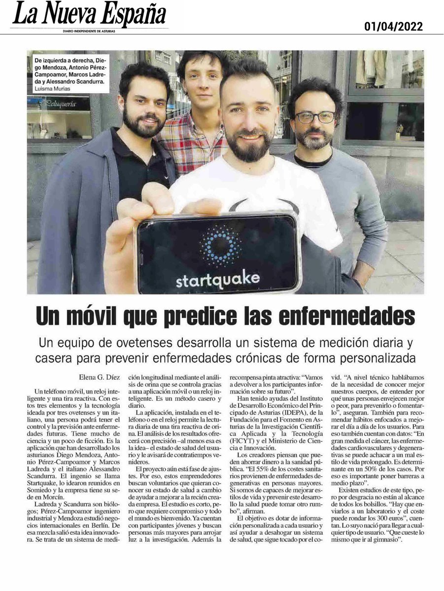 ceeiasturias's tweet photo. La #Startup #Startquake en el diario 📰 La Nueva España.
#CEEIAsturias orgullosos!!👏👏👏😉
👀👉 https://t.co/2T77QsxaC9 https://t.co/UbNmBk2BM8