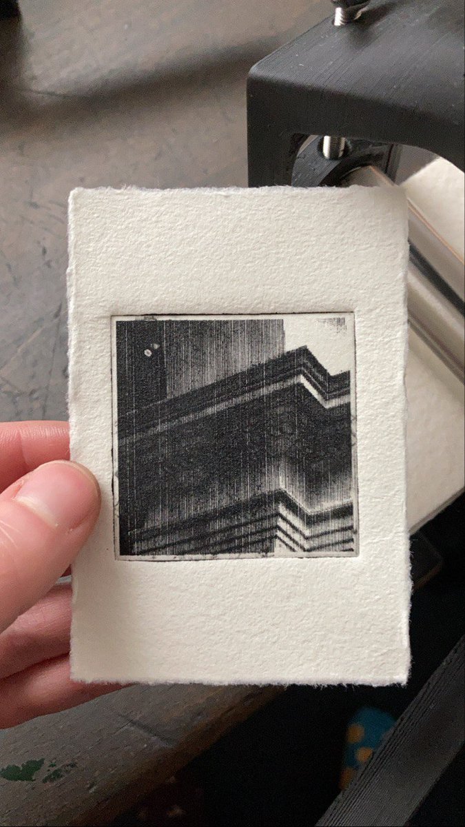 openpressproj's tweet photo. @TomCollinsAndCo Here's another print from a resin printed plate. Similar to preparing a photo for screenprinting, we rasterized an image. The grooves are around 0.025 and 0.05mm deep, an FFF printer would not be able to reach this level of detail. https://t.co/S0aEY0dFoy
