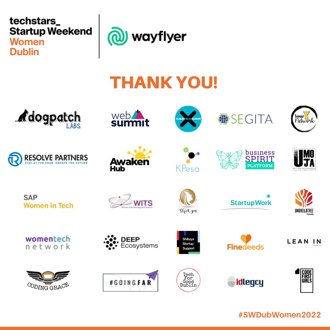 Thank You Everyone for all your support!

See you next year at #SWDubWomen2023

Watch some of our @techstars #startup weekend #women #Dublin sessions on our YouTube channel lnkd.in/d9XK2qkH

#womeninbusiness #womenempowement #sgds #ireland #WomenInStem #swdubwomen2022