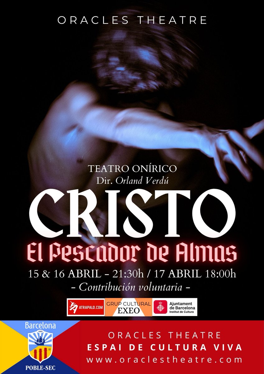 OraclesTheatre's tweet photo. CARTELERA: Del 1 al 15 ABRIL en ORACLES Theatre - https://t.co/f0qCBwLhGB El Cabaret de la Diosa - Flamenco de Cerca - Karaoke Queer - Open Mic Miracles - Ecstatic Dance - Cristo: El Pescador de Almas... Muestra final trabajos Escuela Teatro Onirico ORACLES https://t.co/YgYbo8lPwJ