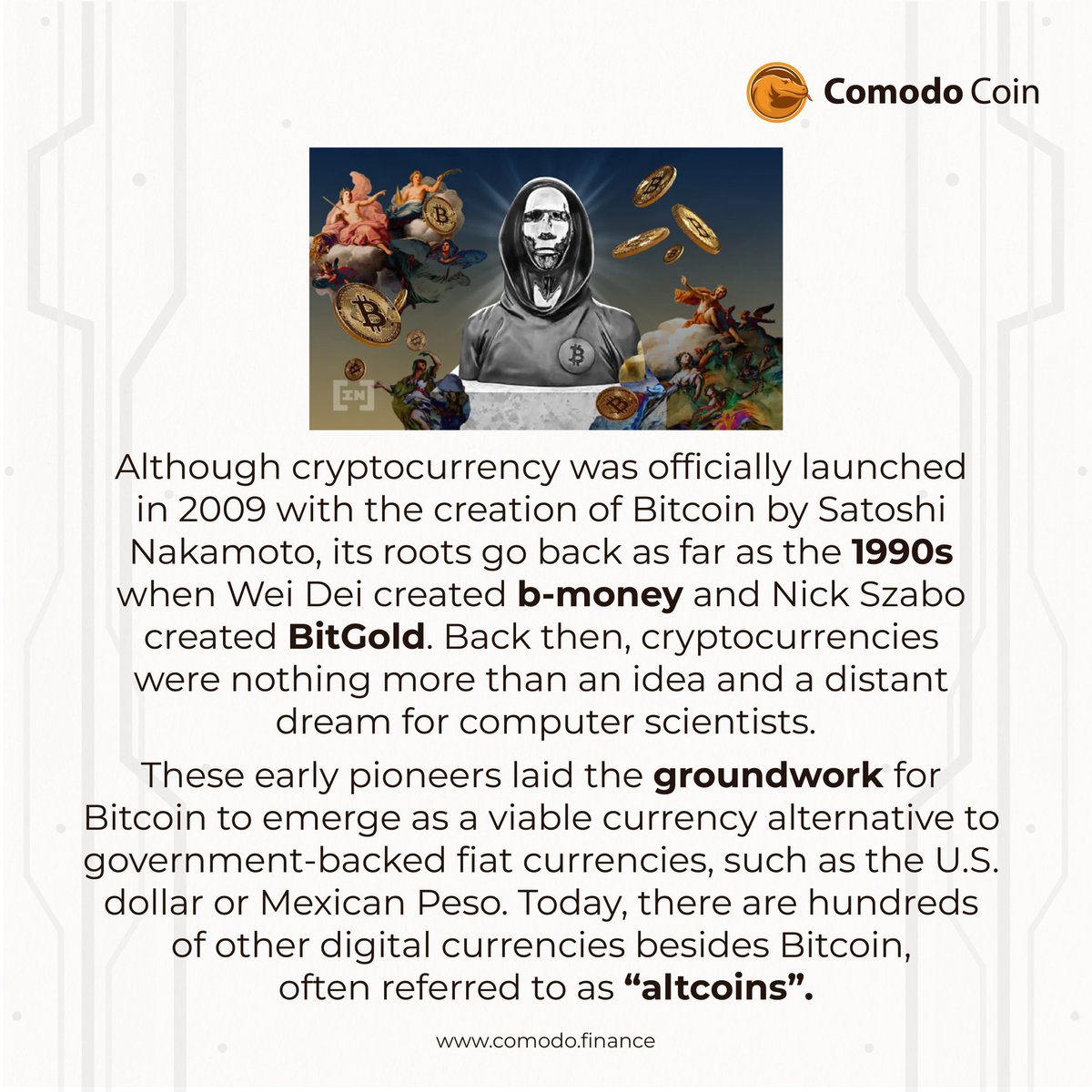 ComodoFinance's tweet photo. Happy Saturday, fam. Here's an interesting unknown fact about #cryptocurrency

Go check the infographic below to know about BTC development history!!!🔍

#CMDFacts #CMD #NFTs #metaverse #DeFi #altcoin #altseason #airdrops #bitcoin #farming #defigem #APY #APR #ROI #liquiditypool https://t.co/lMwcnrQ2NB