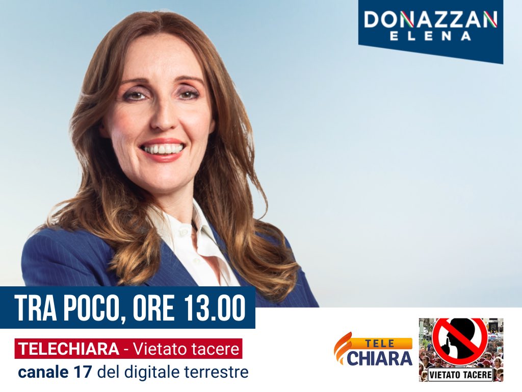 DonazzanElena's tweet photo. 📺 Tra poco sarò ospite della trasmissione VIETATO TACERE in onda su @Telechiara (ch. 17 DTT): parleremo di attualità e politica. Seguitemi: attendo i vostri sms in redazione. Buona visione!

#TeleChiara https://t.co/0iAIPnGZd7