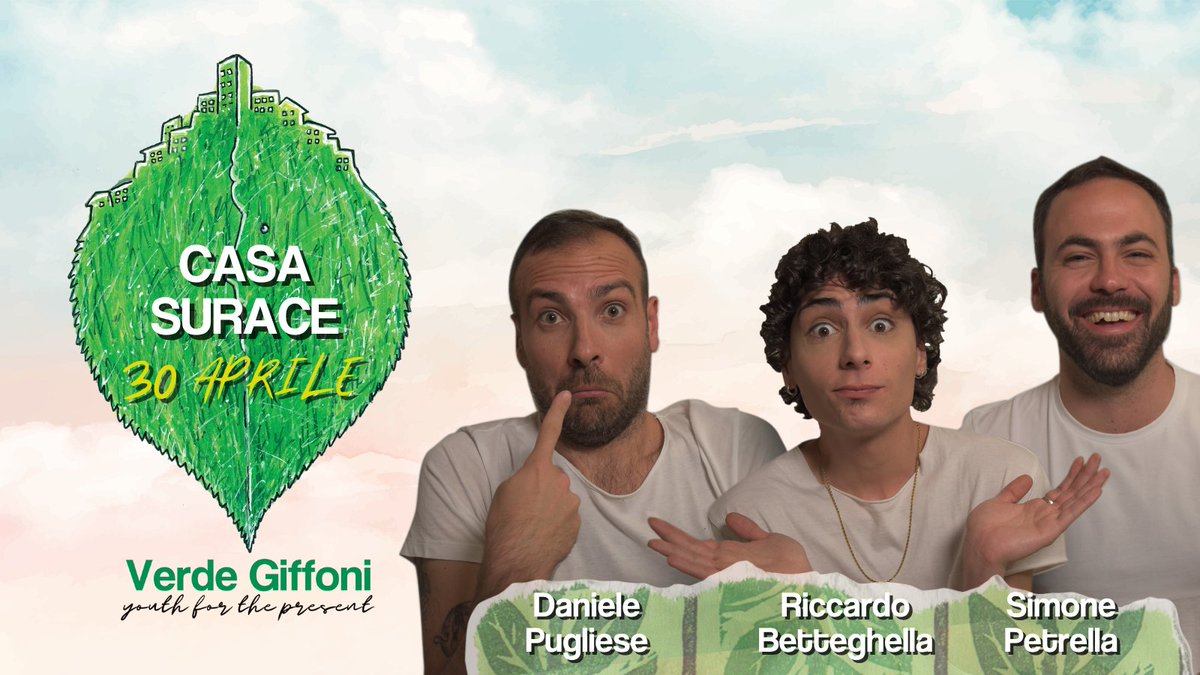 <a href="/casasurace/">Casa Surace</a> il 30 aprile a #VerdeGiffoni! 🍀🌎
__________________
Daniele Pugliese, Simone Petrella e Riccardo Betteghella saranno a Verde Giffoni per presentare ai ragazzi #iolabuttolì, una campagna anti littering iniziata nel 2020 grazie STP Certification e <a href="/STPonlus/">SaveThePlanetAPS</a>