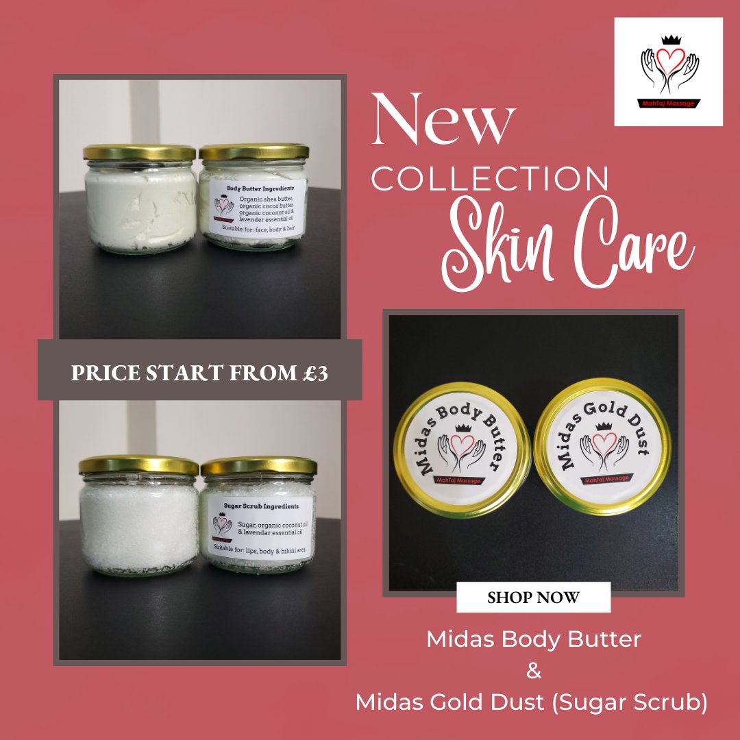mahtaj_massage's tweet photo. 🌟🌟🌟IT'S FINALLY HERE!!!🌟🌟🌟 

My new products have finally arrived! 

Introducing MahTaj Massage  Midas Body Butters &amp; Midas Gold Dust (sugar scrub)

https://t.co/7FgxDbbtWX https://t.co/78xwRjOvZx