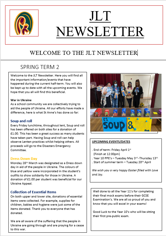 STA_JLT's tweet photo. This morning we released our first edition of the JLT newsletter. Check it out below. @StAnnes_N13 #dogreatthings https://t.co/5TmHoMnuIZ