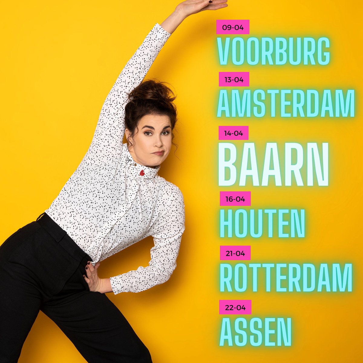 APRIL 🎉 met op 14 april de feestelijke première OK in de @speeldoosbaarn Kom je kijken? danielleschel.nl 

@theaterludens (4 april)
@vugriffioen (13 april)
@speeldoosbaarn (14 april) 🎉
@aandeslinger (16 april)
@theaterwalhalla (21 april)
@denieuwekolk (22 april)