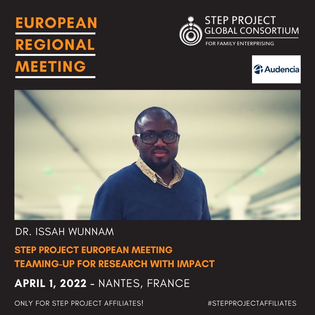 spgcfamilyeship's tweet photo. #STEPProjectAFFILIATES - Our affiliate member Wunnam Basit Issah from the Witten/Herdecke University is attending the STEP Project European Regional Meeting to discuss research projects.
#stepproject #familybusiness #entrepreneurship #research #atstepweneverstop #europe #audencia https://t.co/PWH9HC74g7