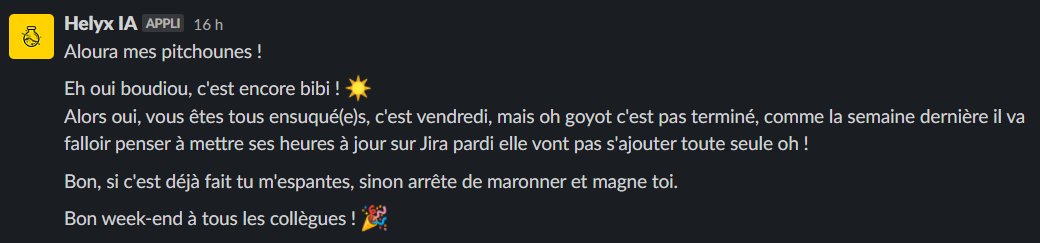 Pourquoi demander simplement de mettre à jour ses heures sur Jira, quand on peut programmer un si joli message ? 😉