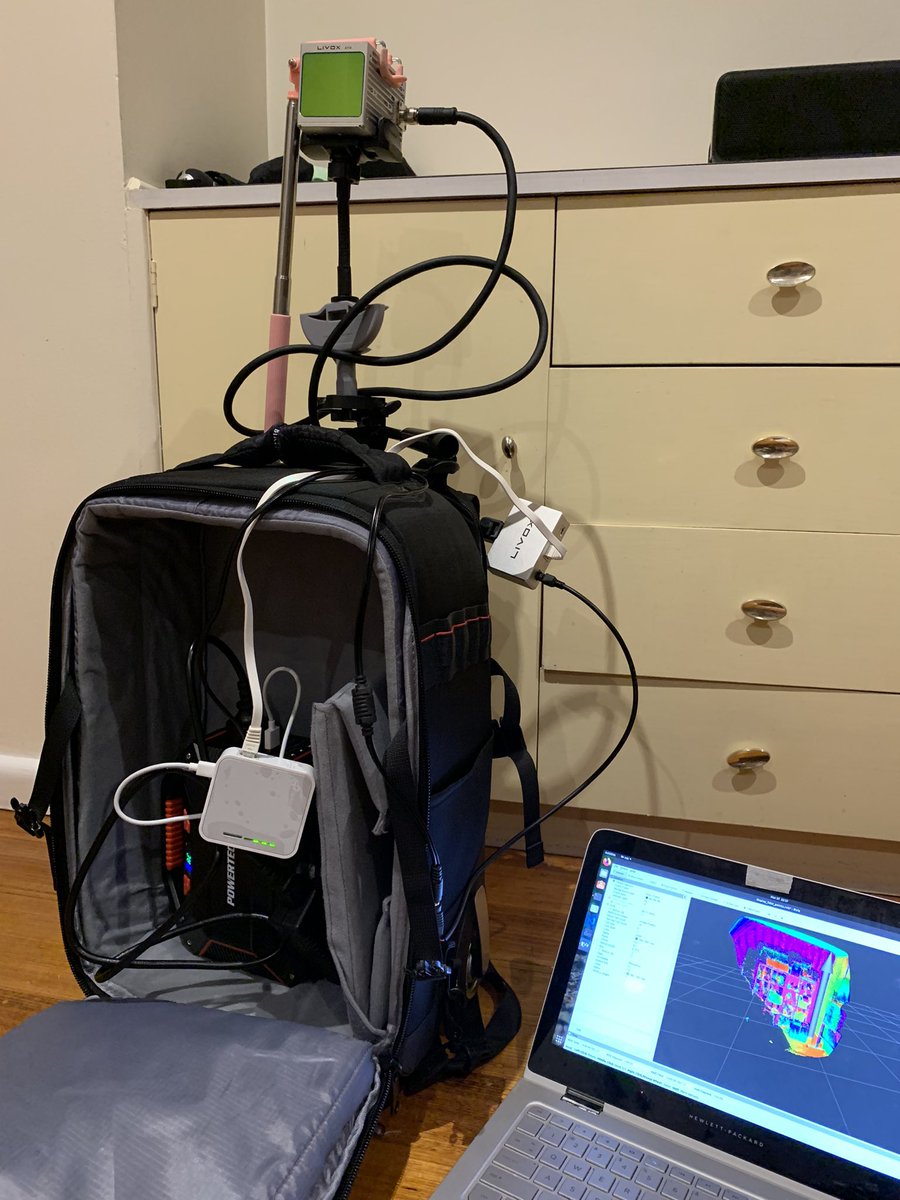 Jane_Ruizhu's tweet photo. Build my own Ultra-dens/ROS-SLAM LiDAR system with DJI Livox AVIA (https://t.co/qMQQhzL4xP) Works very well for urban parks 🥳 Ready for a test scan in the native forest #Lidar #dji #ros #mapping https://t.co/0MqK1cbkdR