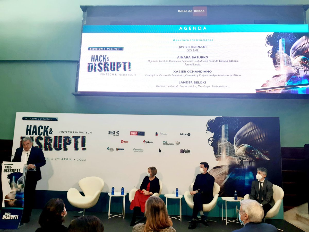 En Bilbao hoy apoyando la innovación financiera y las finanzas sostenibles con <a href="/BBK_eus/">BBK Fundación Bancaria</a> y <a href="/BbfFintech/">BBF Fintech</a> BME apoyando la plaza financiera vasca #hackathon